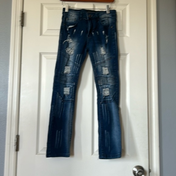 NWOT Encrypted boys distressed straight leg jeans size 14 - Picture 1 of 3